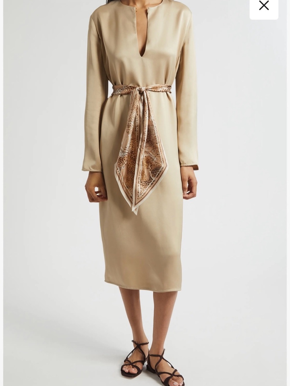 Zimmermann Beige Slip Dress with Gold Logo Detail